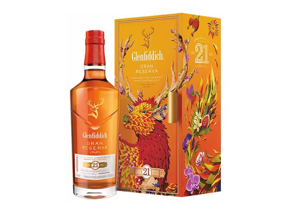 本溪回收格兰菲迪21年700ml福鹿生花新年装福鹿呈祥新春礼盒装Glenfiddich苏格兰威士忌